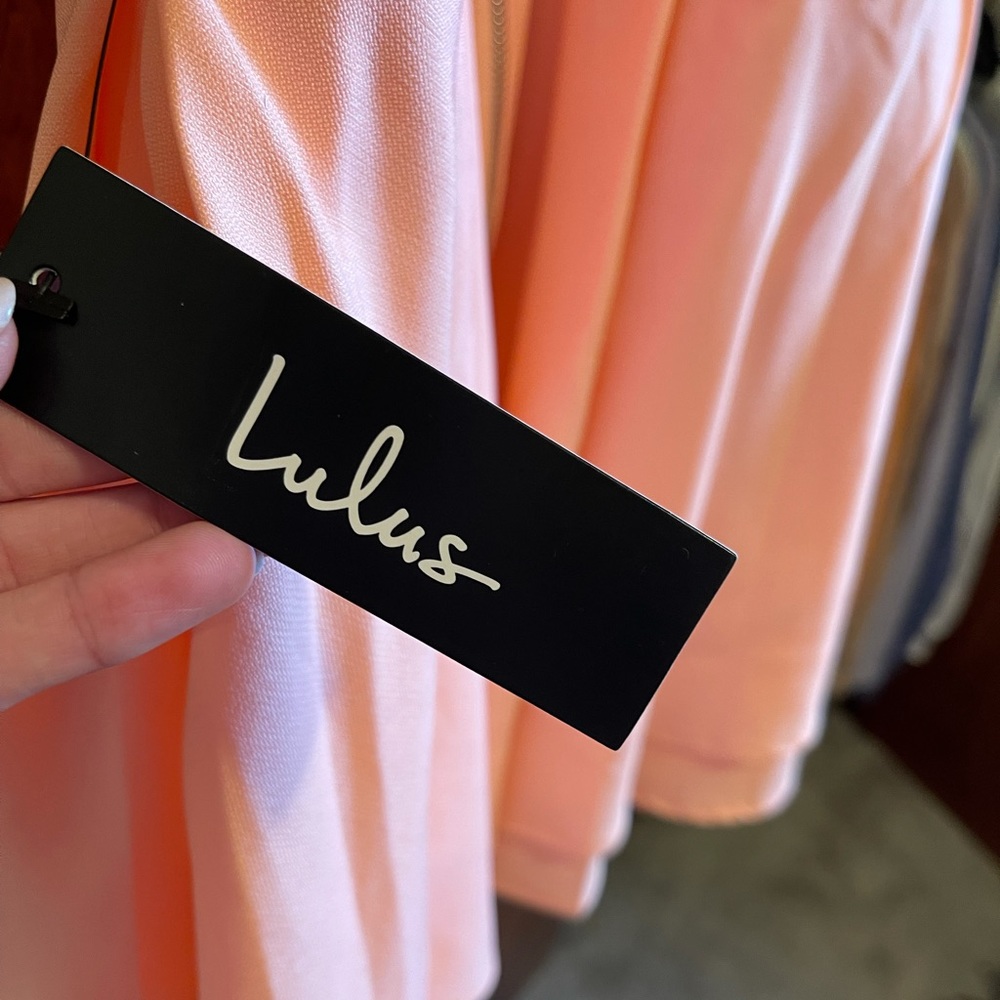 NWT Lulus Dress Rehearsal Peach Skater Dress - Picture 5 of 5